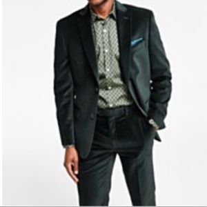 Men's Slim-Fit Solid Green Velvet Blazer